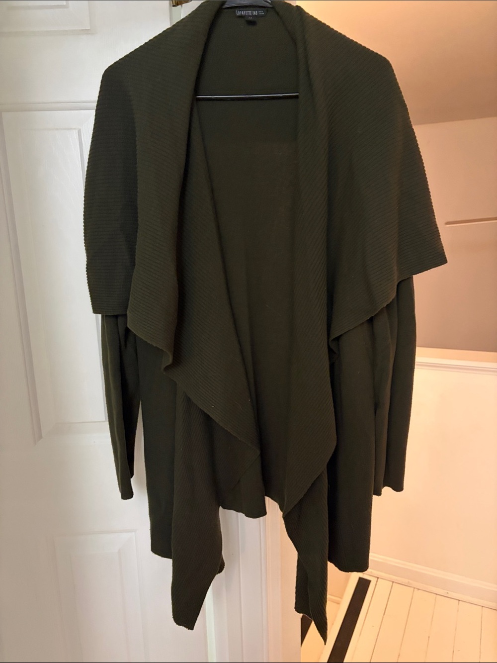Lafayette 148 New York Olive Draped Open-Front Cardigan